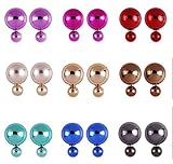 ThyWay 9 Pairs Fashion Assorted Color Double-faced Faux Simulated Pearl Stud Earrings For Women Girls(random color)
