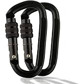 M-Tac 4" Heavy Duty Carabiner 27 kN (6070 lbs) - Twist Lock - Auto Locking Steel Carabiner Clip (Pack of 2)