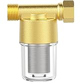 Brass Sediment Filter, Reusable Inline Mesh Strainer Visual Washer Water Filter System for Washing Machine Shower Garden Hose