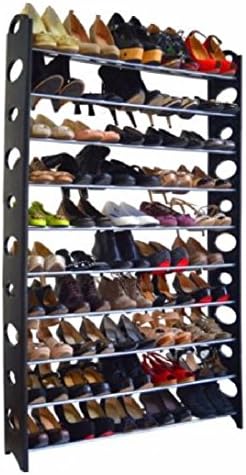 New 50 Pair 10 Tier Space Saving Storage Organizer Free Standing Shoe Tower Rack