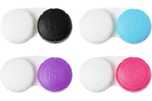 4 Pack Leak Proof Travel Contact Lens Case, Colored Lens Storage Holder Container (Multi Color)