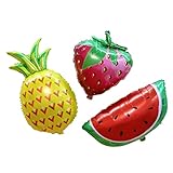3 Pcs Fruit Balloons Birthday Foil Balloon, Candy Color Helium Balloons, Baby Shower Fruit Balloons, Party Wedding Supply, Pineapple Watermelon Strawberry Balloon Party Supplies
