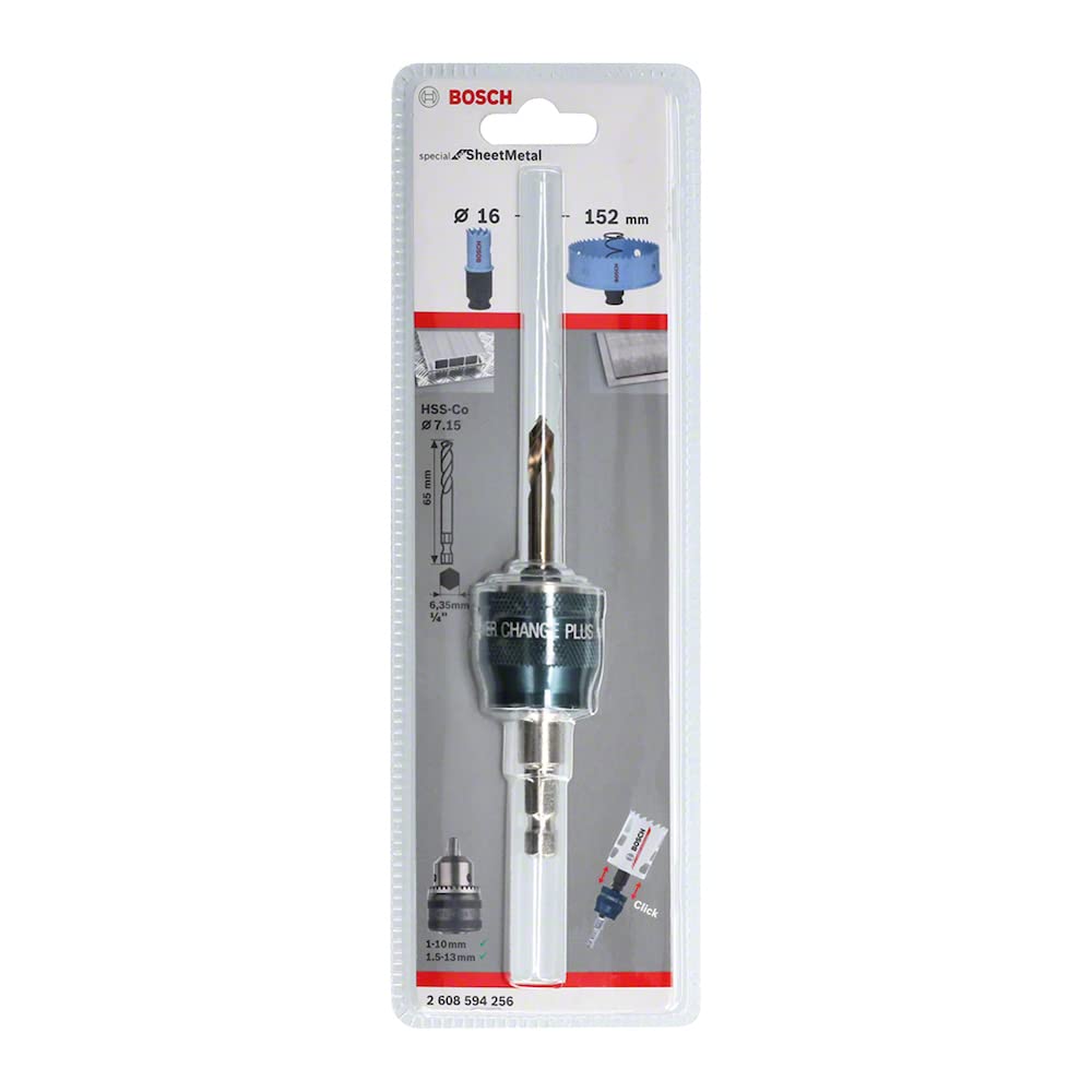 Bosch Professional 1x Power Change Plus Adapter (Socket 3/8“ hexagonal shank, HSS-Co Drill Bit Ø 7.15 x 65 mm, Accessory Hole Saw)