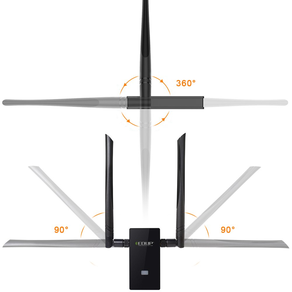 Wifi Adapter, EDUP USB 3.0 Wireless Adapter 802.11AC 1200Mbps Dual Band with 5G 867Mbps/2.4G 300Mbps 6Dbi External Dual Antennas Supports Windows XP,Win Vista,Win 7,Win 8, Win 10,Mac OS X 10.6-10.13