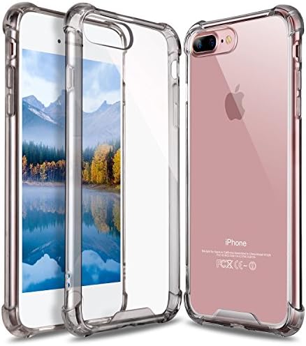 iPhone 7 Plus Case, iPhone 8 Plus Case, GeekZone Crystal Clear Case Hard Back Panel TPU Bumper Drop Protection Shock Absorption Technology Case for iPhone 7 Plus/iPhone 8 Plus (Gray)