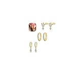 18K Gold Plated 3 Pairs Huggie Hoop Earring Set