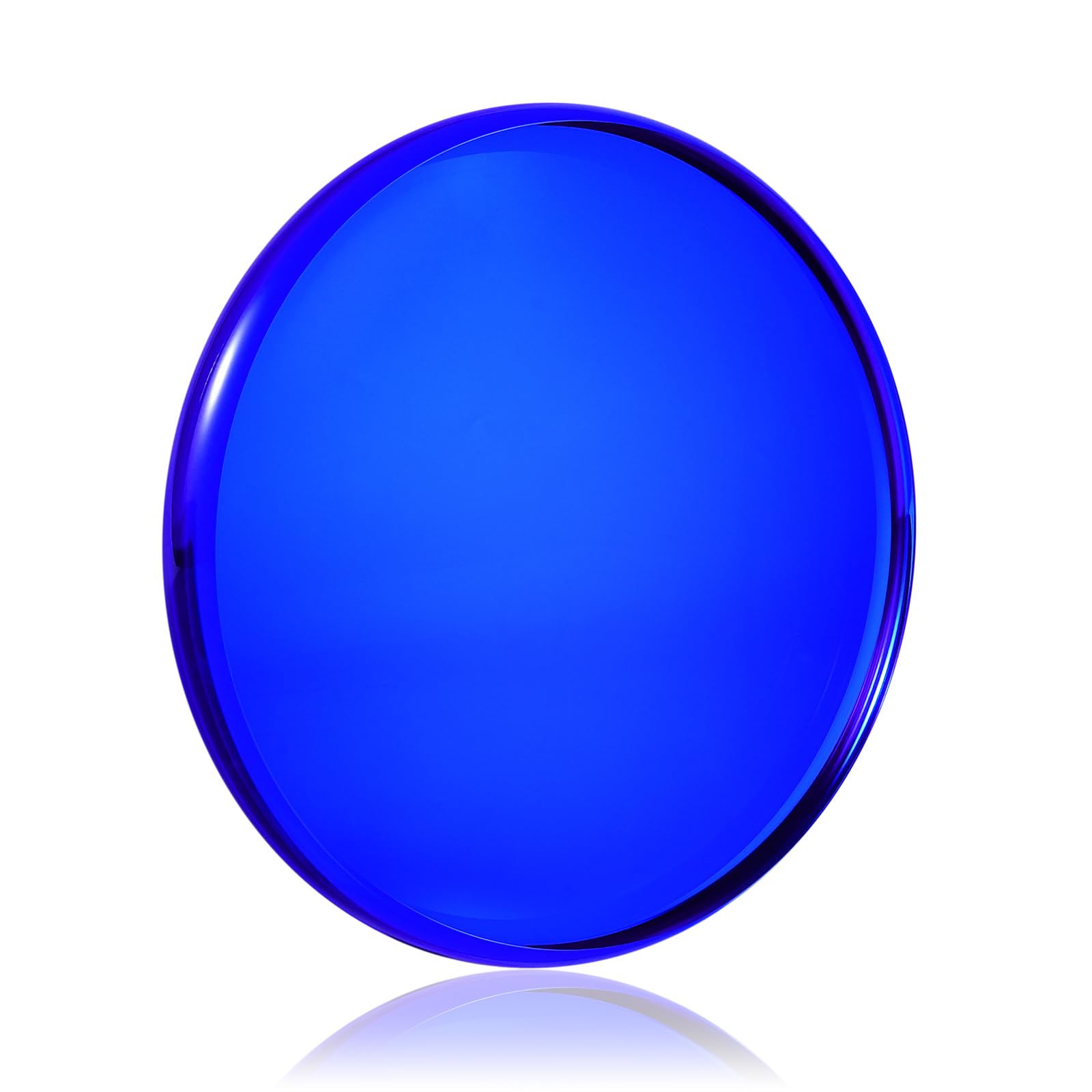 Optical Glass Spinning Top Base, Double-Concave Crystal, Diameter 100 mm (3.94"), Thickness 14 mm (0.55"), Smooth, Low Friction, Extends Spin Time (S, Blue)