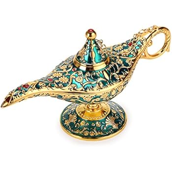 Hipiwe Vintage Magical Legend Aladdin's Genie Lamp for Home/Wedding Table Decoration,Collectable Rare Classic Arabian Costume Props Lamp Pot &Gift for Party/Halloween/Birthday(Green)