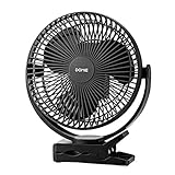 Clip-On Fan with Up to 24 Hour Use, Rechargeable Battery, 4 Wind Speeds, Domie Noise-Free Portable Fan for Outdoor, Camping, Golf Cart, Indoor Gym, Treadmill, Office Desk, and Home