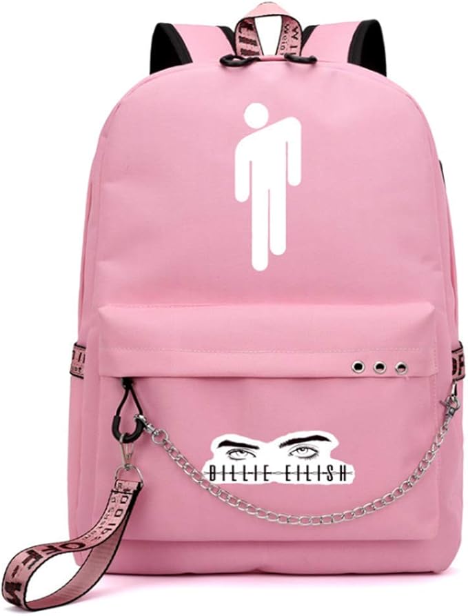 Rucksack Tasche Studententasche Billie Eilish Logo Usb Lade Madchen Freizeittasche Reisen Wandern Daypack Rucksack Pink Amazon De Bekleidung
