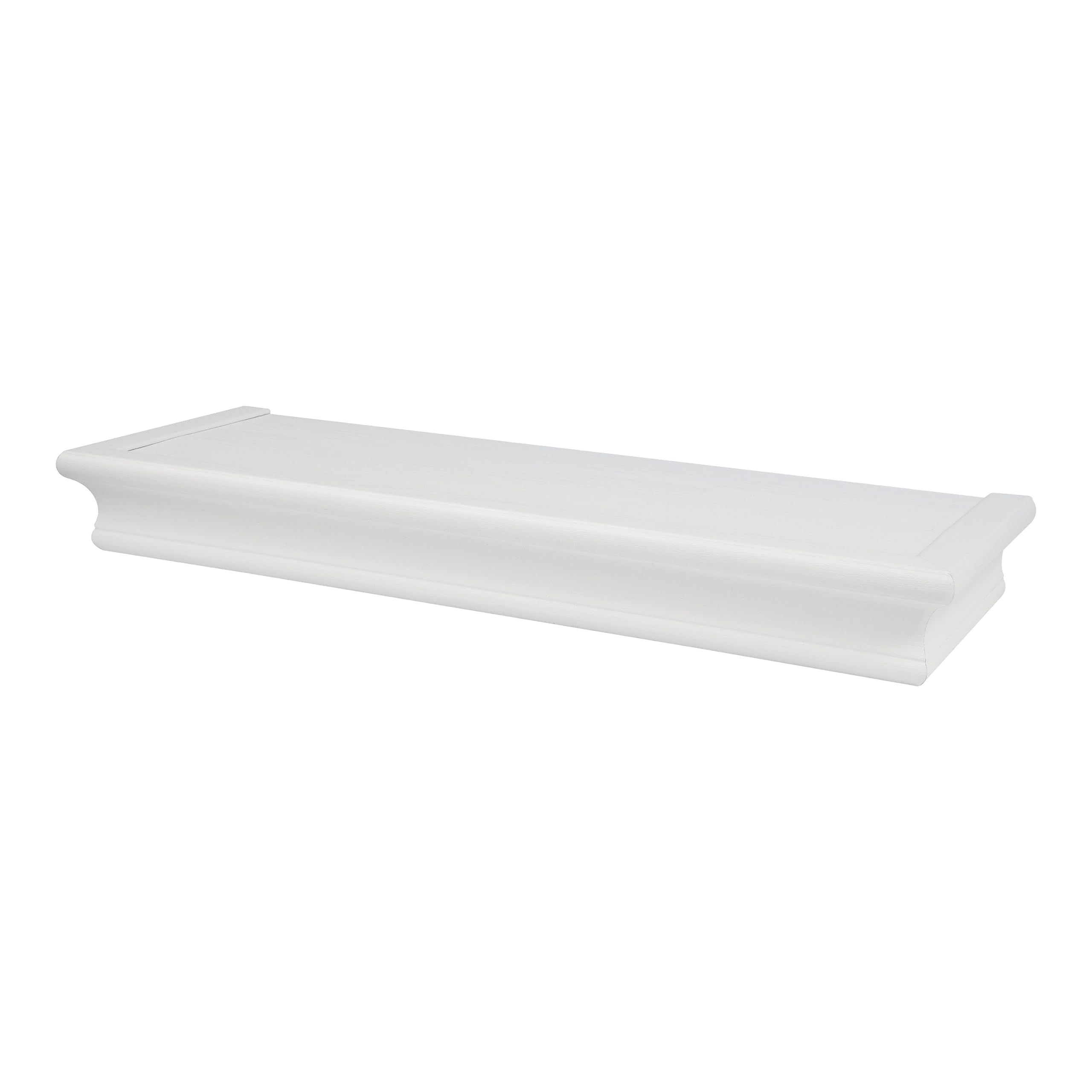 Hillman HIGH & MIGHTY 515604 Decorative 18" Floating Shelf Holds up to 15lbs, Easy Tool-Free Dry Wall Installation, Beveled, White