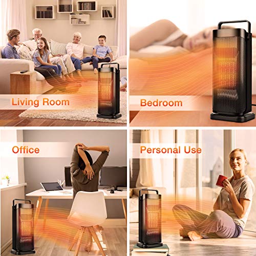 Space Heater for Office - Electric Ceramic Personal Small Portable Desk Tower Heater Fan W/ 120° Oscillating, Thermostat, Fast Heating, Overheat & Tip-over Protection, Ideal for Room Home Indoor Use
