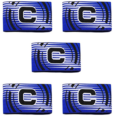Ancefine Stripe Elastic Adult Youth Soccer Captain Armband,5-Pack (Blue) - Thumbnail 5