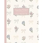 Coquette Floral Composition Notebook: Elegant Pink Bow and Flower College Rule Lined Journal: 8x10"