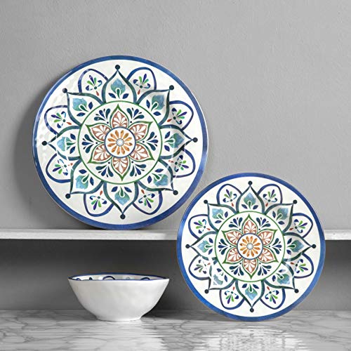 Melamine Dinnerware Set 12 Pcs Plates and Bowls Sets, Melamine Dishes