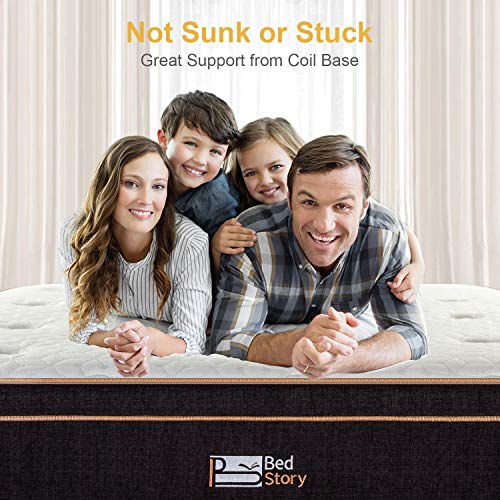 BedStory Queen Mattress, 12 Inch Cool Gel Memory Foam Hybrid Mattress