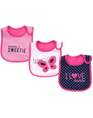 Baby Girls' 3-Pack Teething Bibs - Navy Pink - One Size