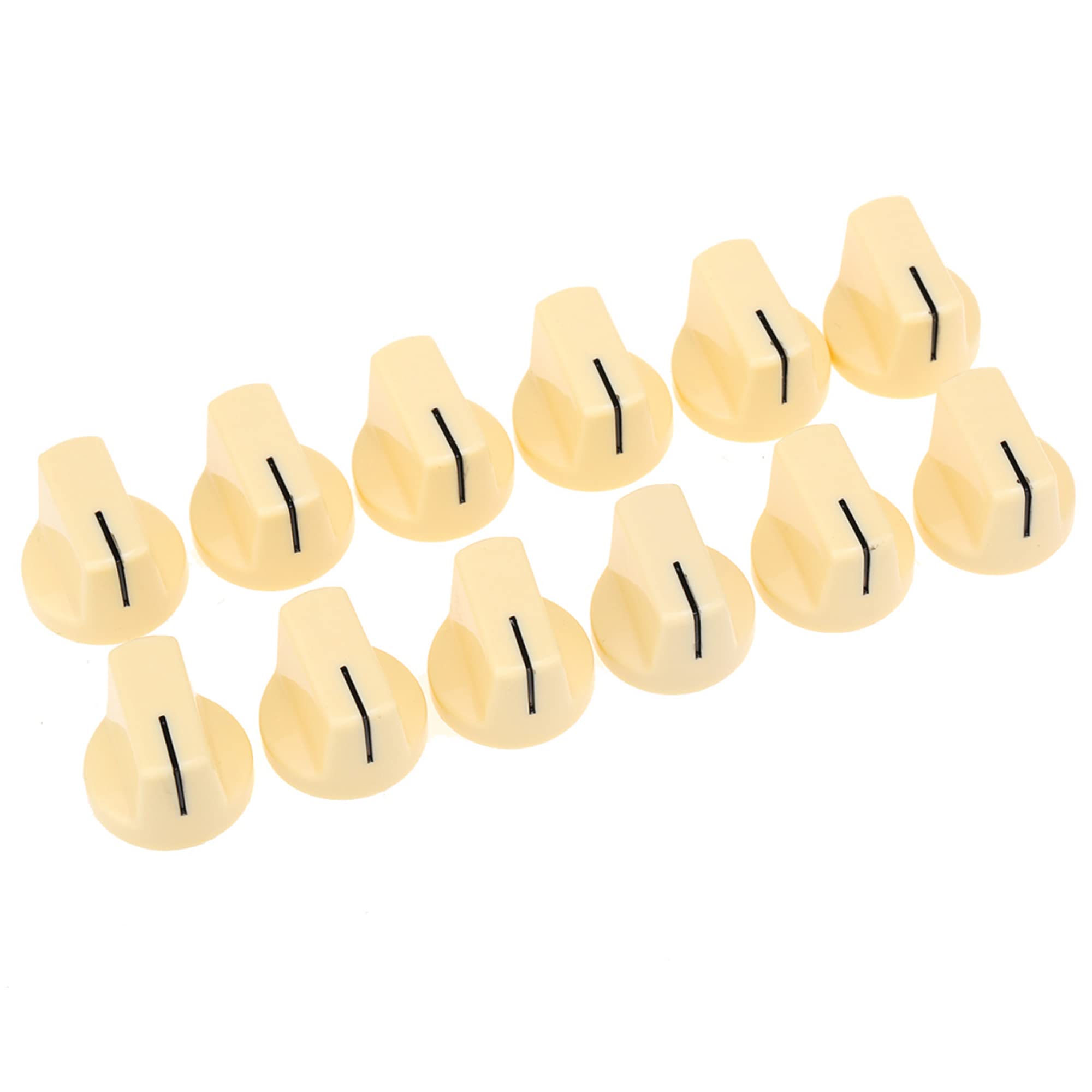 Musiclily Pro Universal Fitting Inch/Metric Size Plastic Guitar AMP Effect Pedal Knobs Pointer Amplifier Knobs, Cream (Set of 12)