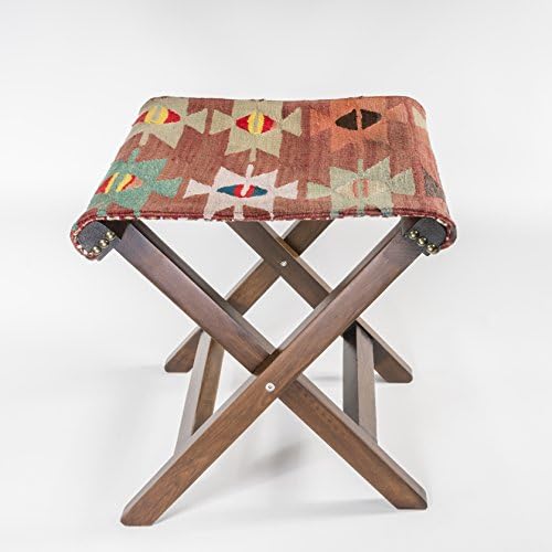 Portable bohemian stool, kilim rug chair and table base