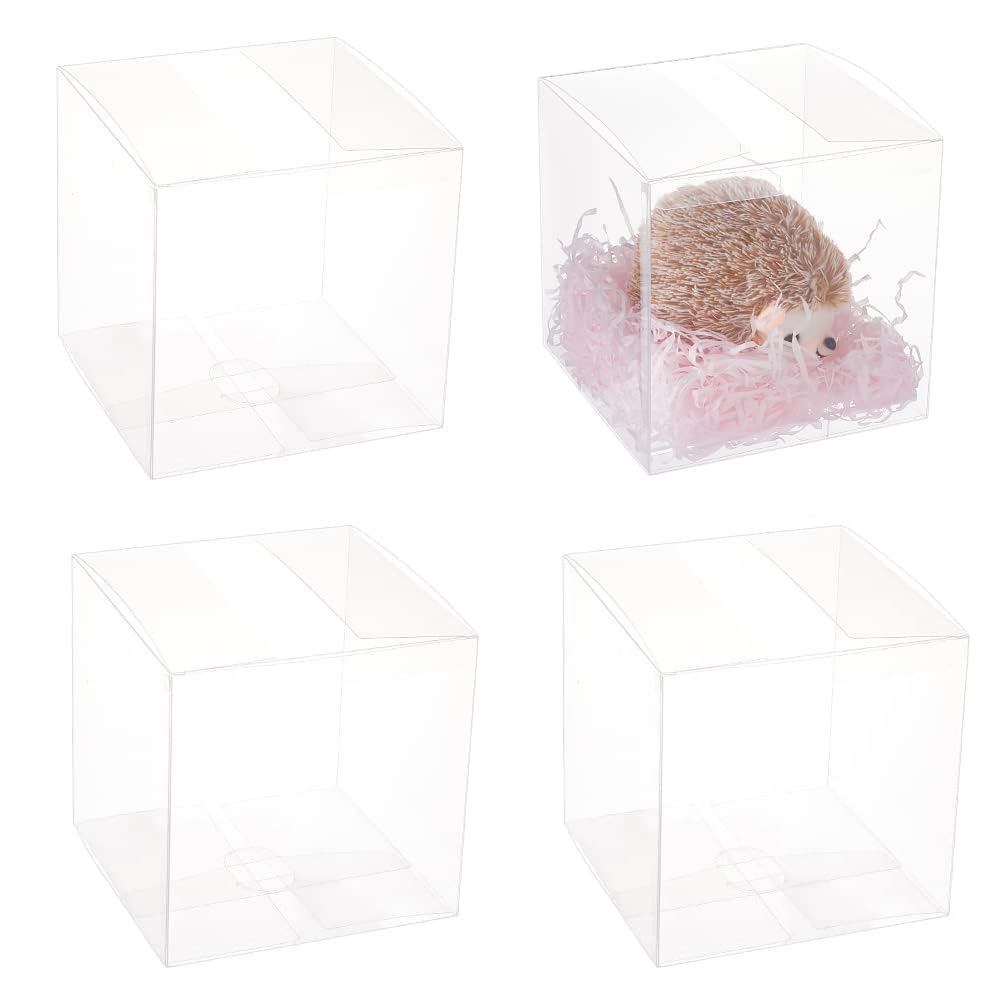 BENECREAT 10PCS Clear Wedding Favour Boxes 15x15x15cm, Large Square PVC Transparent Gift Boxes for Candy Chocolate Birthday Party Gift Wrapping