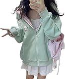 Xojbzoo Women's Y2K Zip-Up Hoodie Oversized