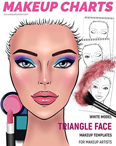 Makeup Charts - Face Charts for Makeup Artists: White Model - TRIANGLE face shape (Makeup Face Charts)