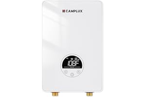 CAMPLUX ENJOY OUTDOOR LIFE CAMPLUX Tankless Water Heater Electric 4.5kW 110~120V Small Instant Hot Water Heater, Point-of-Use, Save Space for Sink Wall Mounted LED Digital Display CSA Certified TE05