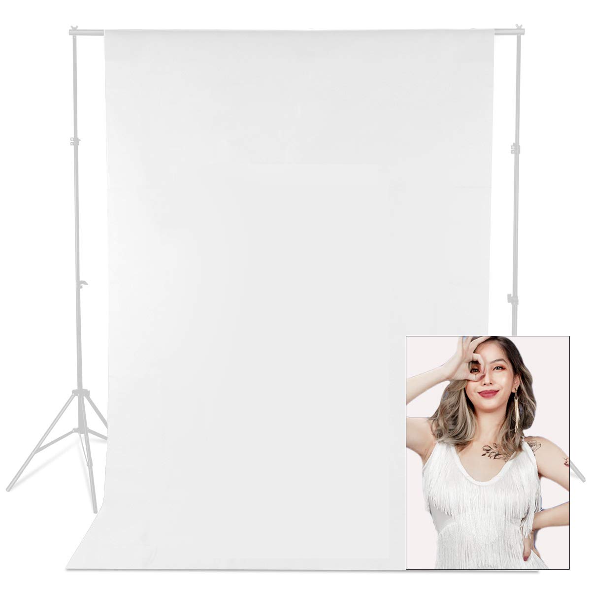 1.8 x 2.7M White 100% Cotton Photo Studio Video Muslin Photography Backdrop Background, Perfect for Portrait Shooting, Wedding, Product Photography and Video Shooting