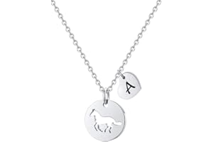 MONOOC Horse Gifts for Girls - Stainless Steel Heart Initial A-Z Necklace, Dainty Jewelry for Women, Teen Girls, Horse Lovers