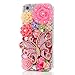 Mavis's Diary for iPhone 5S Case,iPhone SE Case,iPhone 5 Case, 3D Handmade Bling Crystal Pink Butterfly Colorful Flowers Shiny Rhinestone Diamond Hard Case Clear Cover for iPhone SE 5 5S