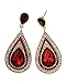 Women's India Inspired Teardrop Gemstone Evening Dangling Earrings, Ruby Red