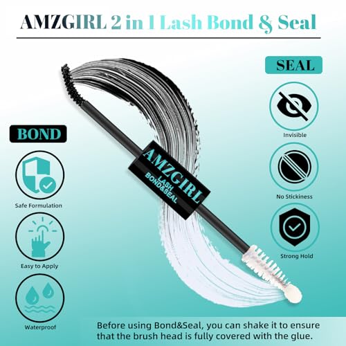 Lash Glue,Eyelash Glue,Waterproof Lash Bond and Seal,Lashes Clusters Glues for DIY Eyelash Extensions,Lash Glue for Eyelash Clusters 2-in-1 Bond and Seal Strong Hold 72H,Latex-Free(10ml)