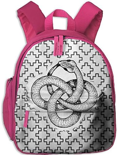 Snake Bit Tail Shape Printed Oxford School Bag Kids Double Zipper Closure Travel With Front Pockets