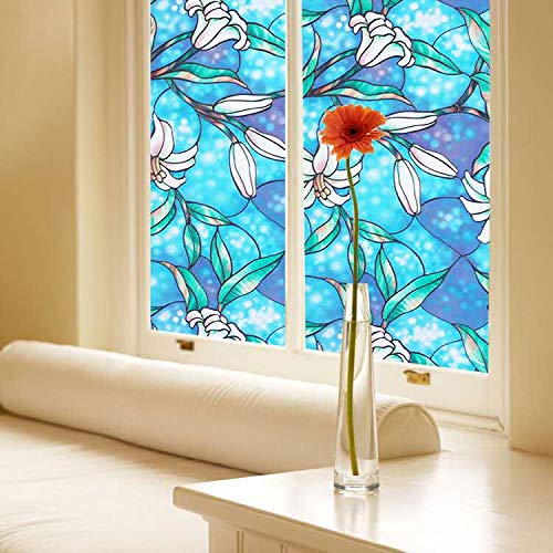Ablave Decorative Privacy Window Film Frosted Window Film Stained Glass Window Film Window Clings No-Glue Self Static Cling for Home Bedroom Bathroom Kitchen Office 35.4\