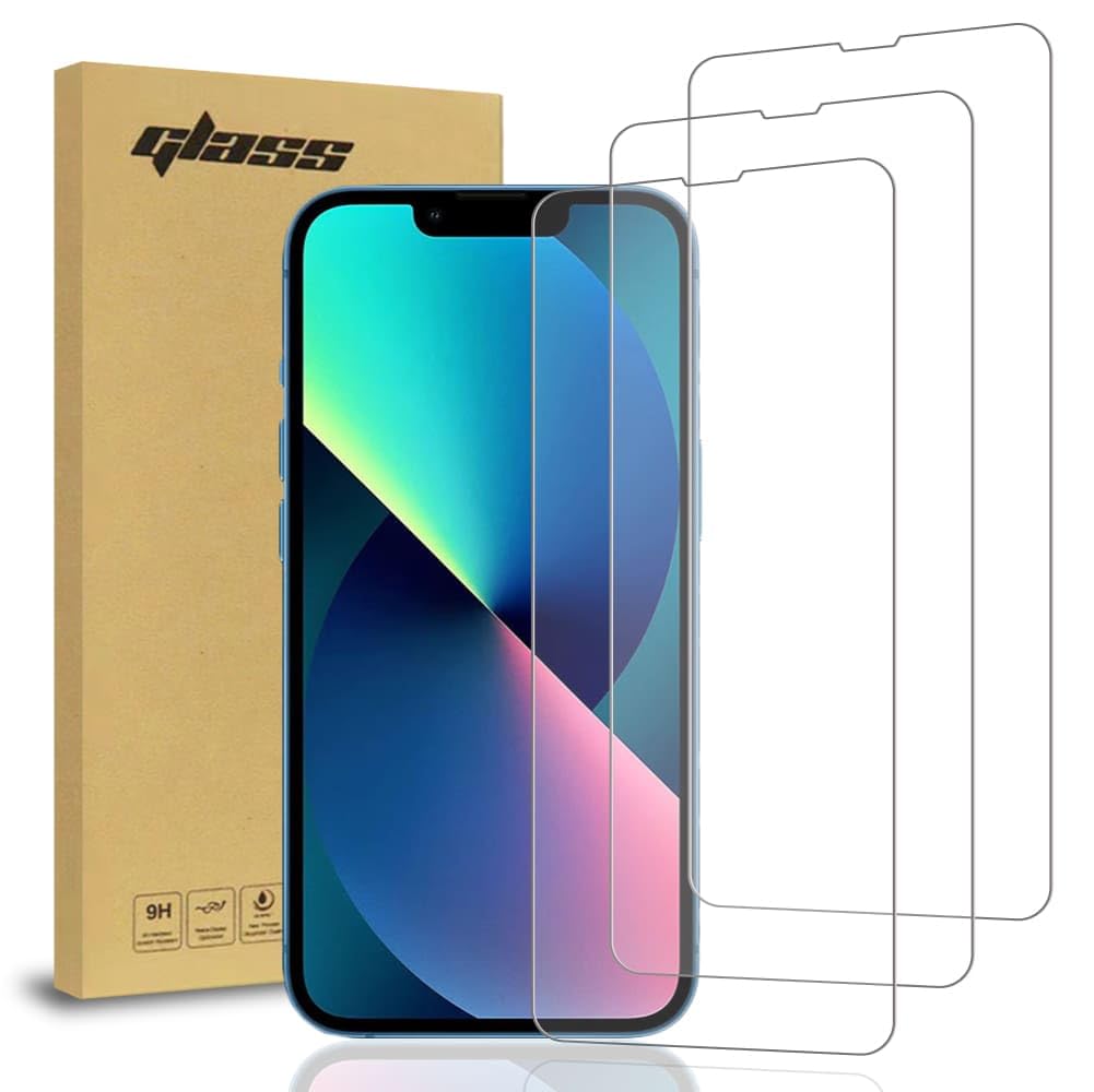 Photo 1 of ***FACTORY SEALED*** Rome Tech 3-Pack Tempered Glass Screen Protector for iPhone 13 6.1" (2021) - Protective 9H Screen Saver Compatible With Phone Cases - for Apple iPhone 13 Tempered Glass - Clear