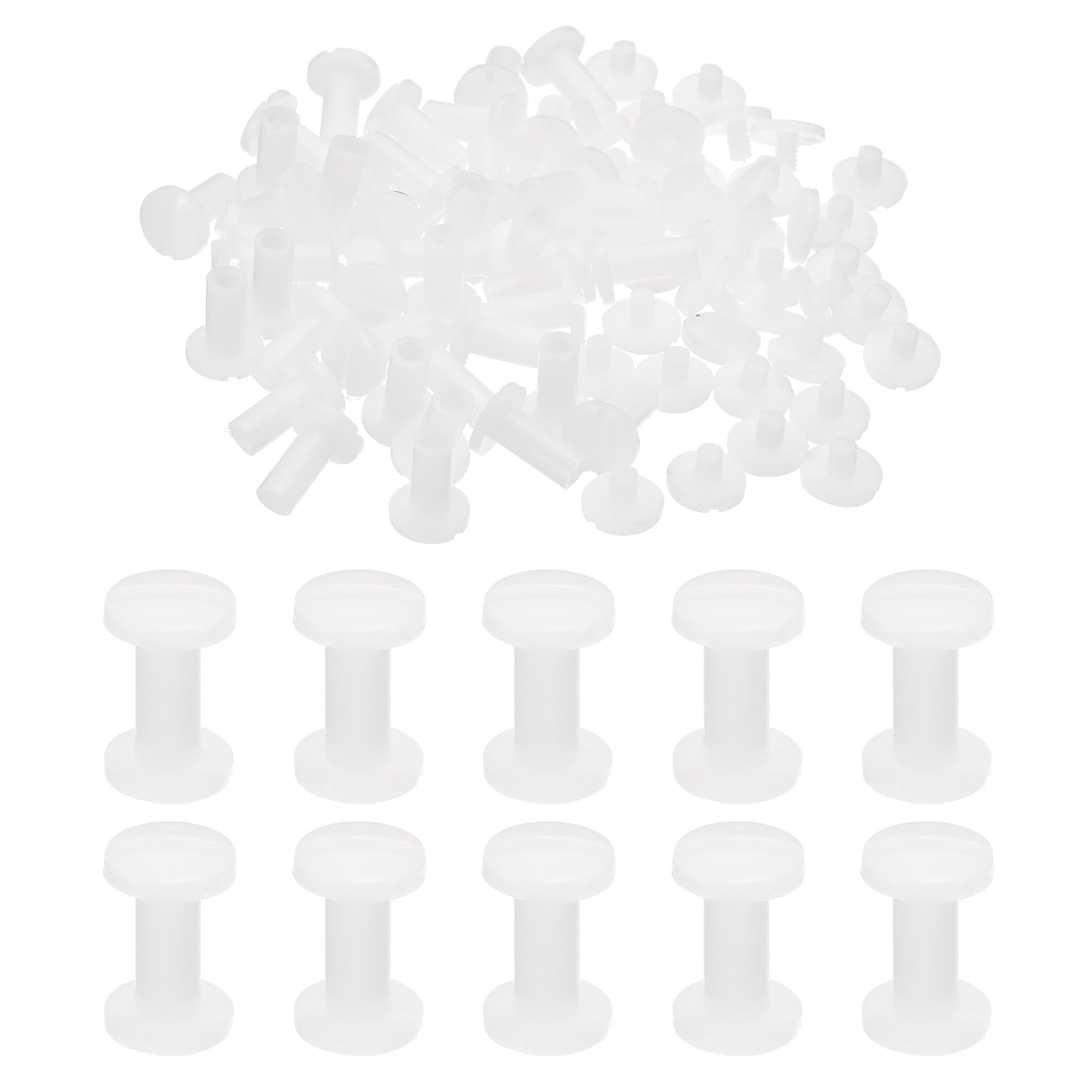 PATIKIL 13mm Chicago Screws, 40 Sets Plastic Chicago Screws Slotted Head Binding Post 5.5mm OD Screw Bolts Leather Rivets Fasteners Connectors White for Leather Belt Scrapbook Photo Albums