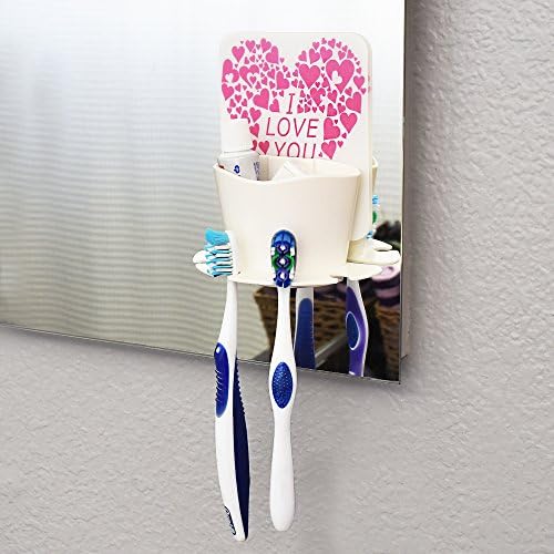 Toothbrush Holder & Toothpaste Holder - Luxe Premium Wall Toothbrush Holder With LOVE Card- Durable & Waterproof- Reusable Cap- Easy Installation- Attaches To A Wide Variety Of Surfaces