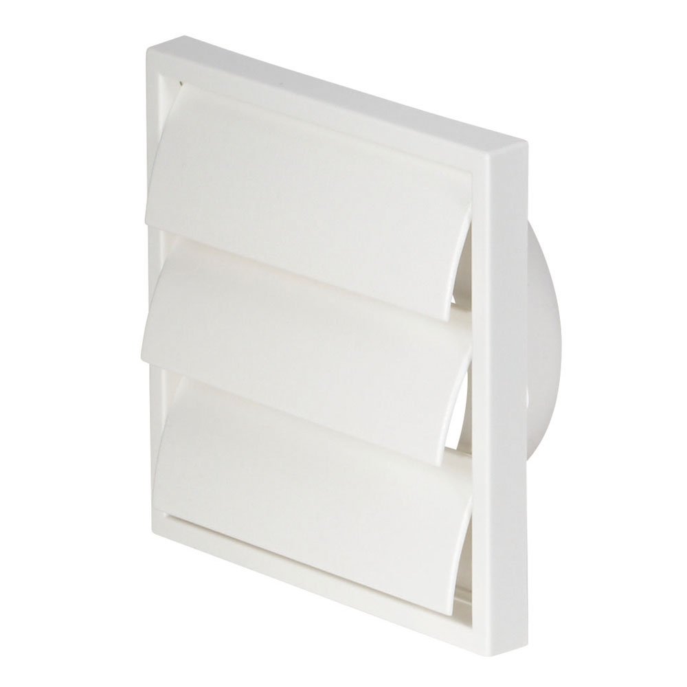 Airflow® Gravity Flap Grille – White Plastic External Wall Vent Cover for 150mm Ducting – Weatherproof Air Outlet – 187mm x 187mm