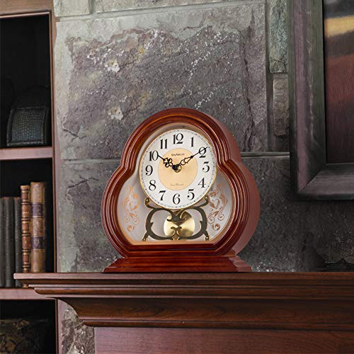 SkyNature Pendulum Desk Clocks, Vintage Grandmother Clock with Swinging Pendulum, Silent Non-Ticking Battery Operated Imitation Wood Hanging Clock for Home, Bedroom, Office, Den Decor - Brown,10 Inch - Thumbnail 6