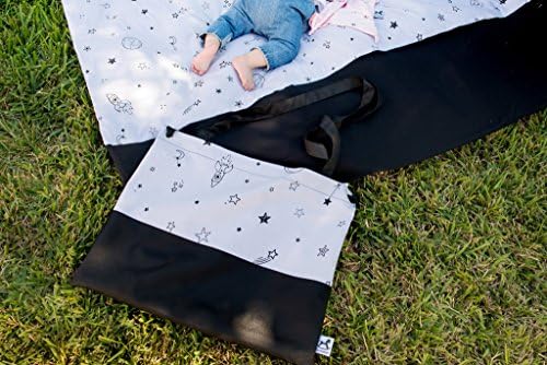 Portable Outside mat for Baby with a Stroller Bag - Organic Cotton - Pink - Galaxy Star