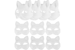 20pcs Blank Cat Masks, White Paper Diy Masks for Painting, Cosplay, Halloween, Masquerade, and Art Projects