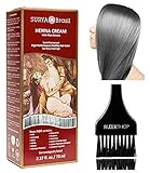 Surya Brasil All Natural HENNA Hair Color CREAM Plant Extracts, Semi-Permanent for Grey Coverage (with Brush) Brazil (SILVER FOX)