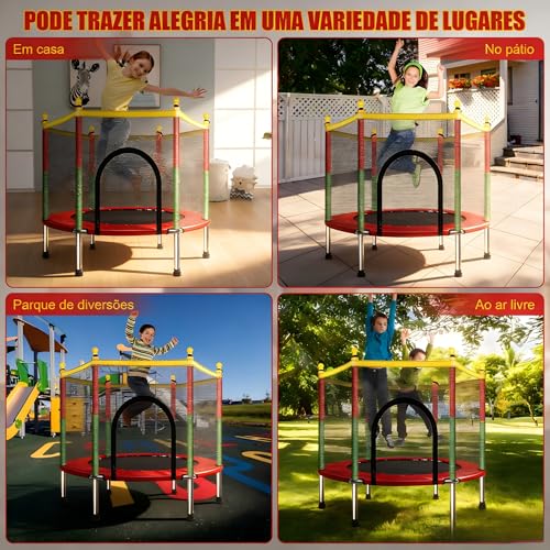 Gavzrt Cama Elástica Pula Pula Grande 1,4 M, Trampolim com Rede de Proteção e Fecho Zíper, Lona Reforçada, Uso Interno e Externo