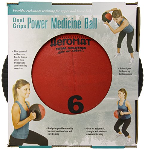 Aeromat Dual Grip Power Medicine Ball, 9cm/6-Pound, Black/Red