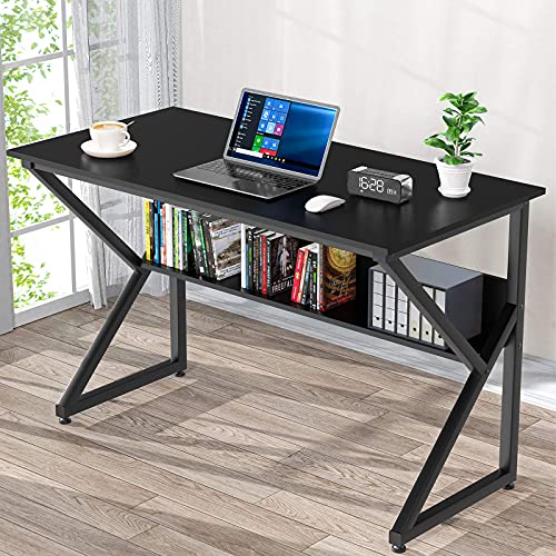 NOBLEWELL Computer Desk with Bookshelf, 47 Inches Wood Desk with