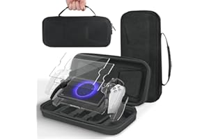 Kabinka PS Portal Case holds Playstation Portal,Headset,Charger and More PS5 Accessories,Nylon PS5 Portal Travel Handbag with PC Clear Cover Case and 2 PS Portal Screen Protector(Black)