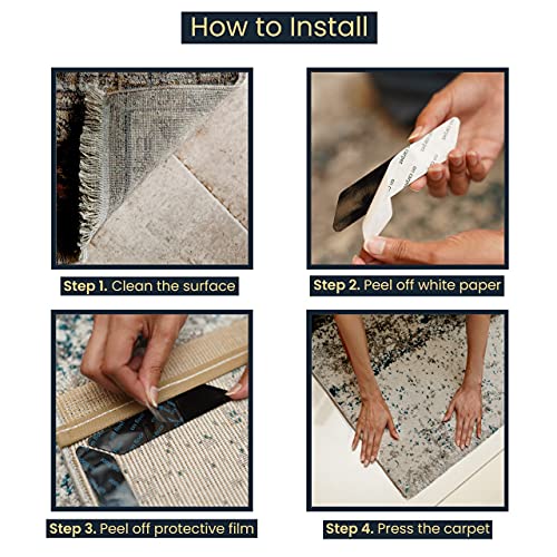 Rug Gripper 10 Pcs - Washable & Reusable Rug Grippers for Laminate - Hardwood Floor - Suitable Carpet Grippers for Marble, Wooden Floors & for all types & sizes of Rugs
