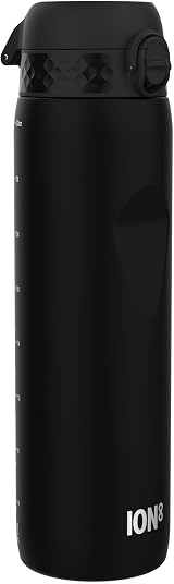Ion8 1 Litre Water Bottle Quench Recyclon Leak Proof Flip Lid Black