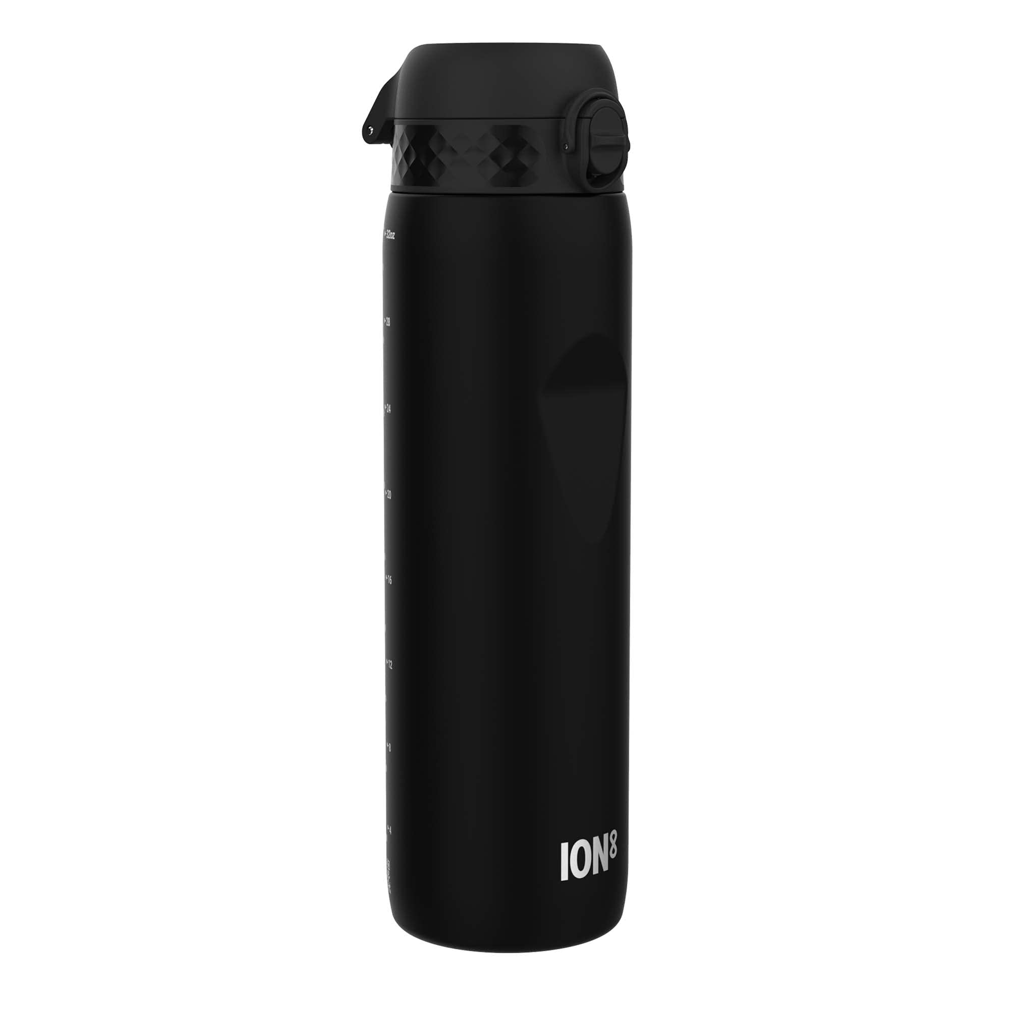 Ion8 1 Litre Water Bottle, Leak Proof, Flip Lid, Carry Handle, Rapid Hydration, Dishwasher Safe, BPA Free, Contoured Grip, Ideal for Travel, Gym & Activity, Carbon Neutral Recyclon, 32 oz, Black — image 1