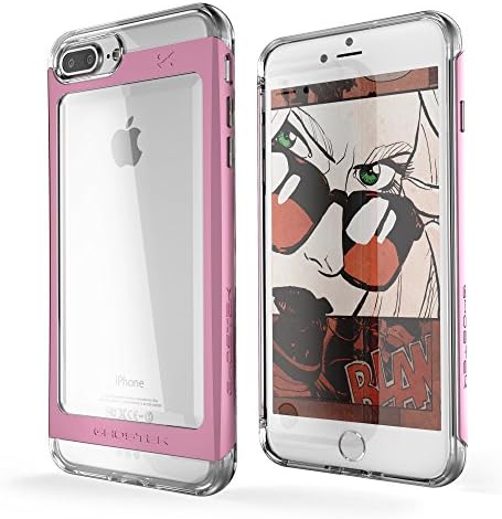 Ghostek Cloak Clear iPhone 7 Plus, iPhone 8 Plus Case with Slim Metal Bumper Design Shockproof Heavy Duty Protection Wireless Charging 2017 iPhone 8 Plus, 2016 iPhone 7 Plus (5.5 Inch) - (Pink)